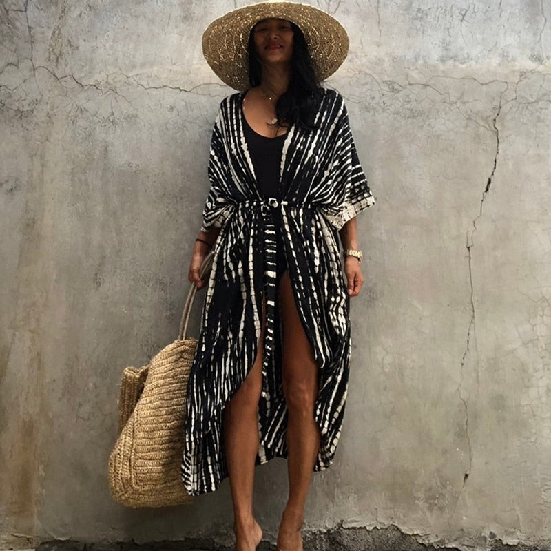 JazzHer Embroidery Kaftan Beach Tunic Beach Cover Up Saida De Praia Swimsuit Women Bikini Cover Up Pareo Sarong Beachwear Q882