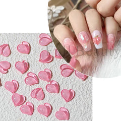 JazzHer Crystal Peach Heart Nail Accessories Jewelry 3D Holographic Sweet Love Design Summer Fruit Charms DIY Flatback Decoration LY2044