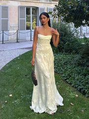JazzHer White Floral Print Wrap Waist Spaghetti Strap Maxi Dress Women Sexy U Neck Sleeveless Backless Long Robe Elegant Party Vestidos