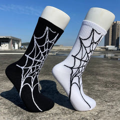 JazzHer New Casual Women Socks Halloween Socks creative Cosplay Long Socks Bone web Male Socks Black & White Socks Couple socks