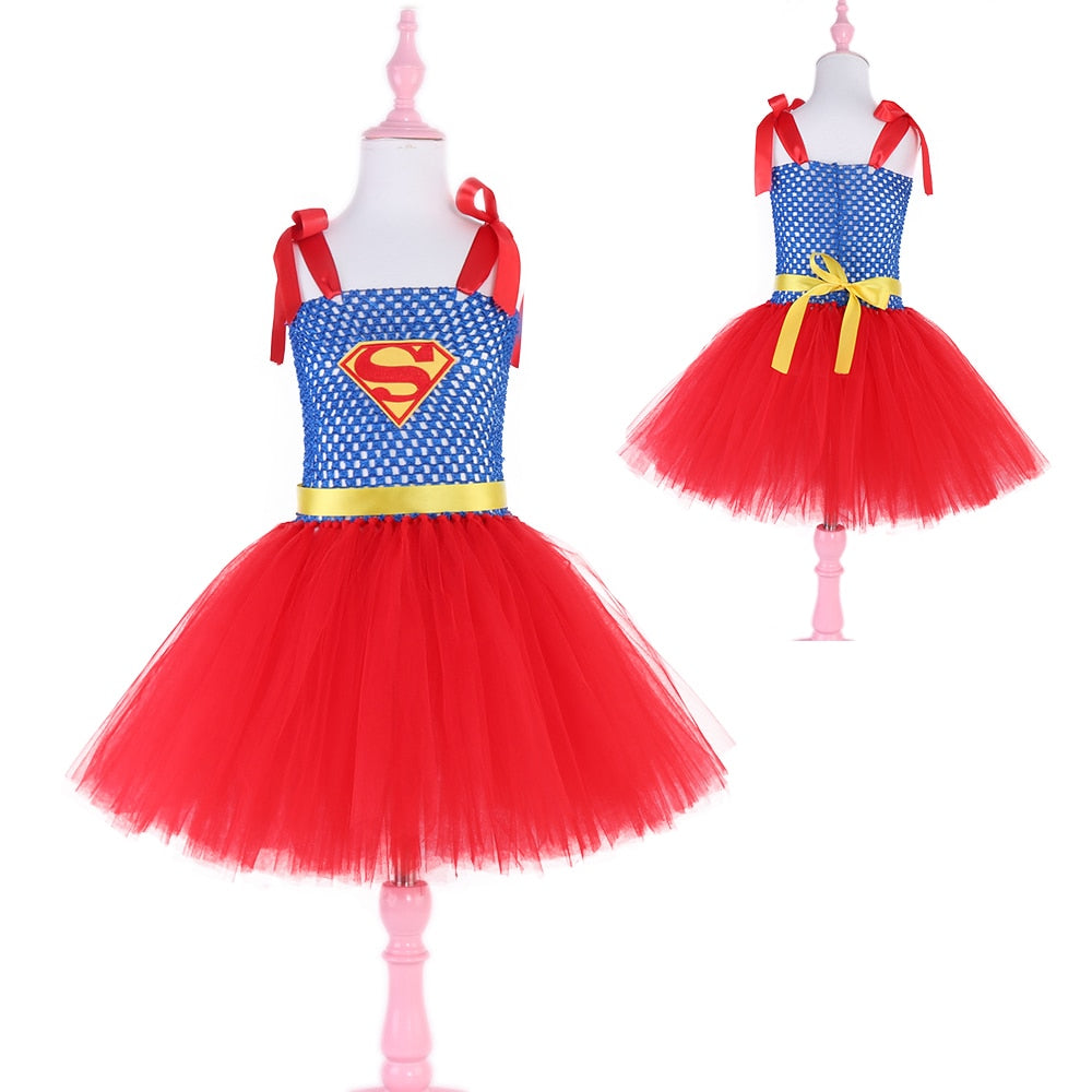 JazzHer Halloween Awakecrm Superhero Girls Costume Tutu Dress Kids Party Dresses Clown Zombie Cosplay Halloween Costume For Girl Fancy Dress Up Clothes