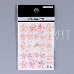 JazzHer 5D Nail Sticker Jelly Lily Flower Nail Art Decals Decorations Acrylic Adhesive Gel Sliders Stickers Summer Manicure Accessories