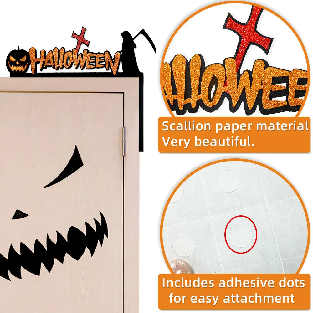 JazzHer Halloween Door Frame Decoration,Bats,Pumpkins,Spider Webs,Door and Window Corner Stickers, Halloween Home Decoration