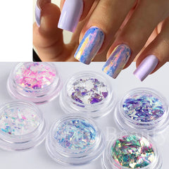 JazzHer 1 Box Iridescent Opal Nail Flakes Aurora Mirror Shimmer Irregular Nail Art Paillettes Glitters Gel Polish Manicure Sequins LYJG