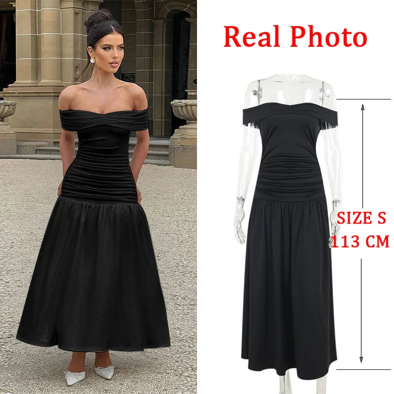 JazzHer Strapless Backless Pleated Elegant Evening Party Dress Women Robes Sexy Dress Maxi Long Bodycon Summer Dress Vestidos