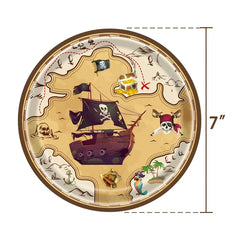 JazzHer Pirate Theme Disposable Tableware Treasure Map Ship Paper Plate Cup Tablecloth Kids Boy Pirate Birthday Party Decoration Supply