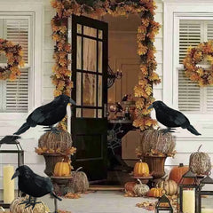 JazzHer Halloween Decoration Black Crow Model Scary Props Halloween Party Home Garden Indoor Outdoor Decor Simulation Fake Bird Pigeon