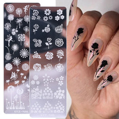 JazzHer 11pcs Nail Stamping Plate Jelly Stamper Scraper Set Leaves Flowers Dream Catcher Geometric Image Template Stencil LYSTZN01-12-1