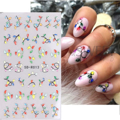 JazzHer Christmas Sticker Nail Stickers Decal Winter Snowflake Tangerines Cartoon Deer Elk Santa 2024 New Year Nail Design Decoration