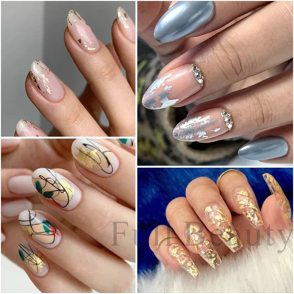 JazzHer Aluminum Leaf Nail Art Sequin Gold Silver Flakes Irregular Foil Sticker Wire Decor Paillettes Bonzer Sparkle Accessory LY1909-04