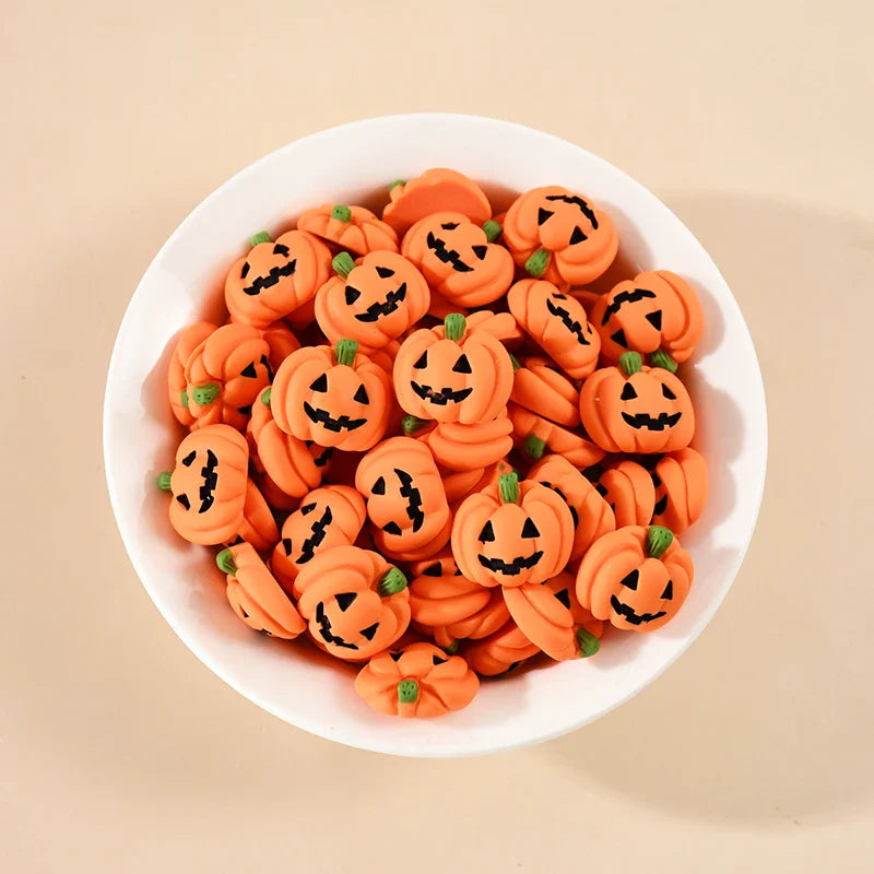 JazzHer 20/10Pcs Halloween Resin Pumpkin Miniatures Mini Flatback Charms Pumpkin Halloween Party Home Table Decoration DIY Crafts Gift