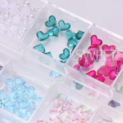 JazzHer 12Grids Kawaii Korean 3D Love Heart Charms For Nail Art Decoration Resin Nail Charms Jewelry Rhinestone for Manicure Accessories