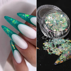 JazzHer Crystal Aurora Nail Glitter Flakes Irregular Mermaid Fire Opal Sequins Spring Iridescent Paillettes Sparkle Manicure Decor LYMH