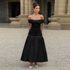 JazzHer Strapless Backless Pleated Elegant Evening Party Dress Women Robes Sexy Dress Maxi Long Bodycon Summer Dress Vestidos