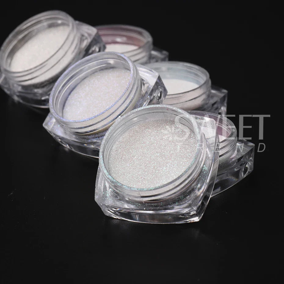 JazzHer Pearl Glitter Nail Powder Aurora Mirror Rub Chrome Pigment White Neon Powder DIY Manicure Gel Polish Dust Nail Art Decoration