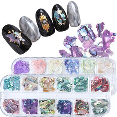 JazzHer Abalone Shell Nails Stone Flakes Mermaid Gradient Fragment 3D Slices Flakes Japanese Nail Art Design Manicure Accessories LYBY