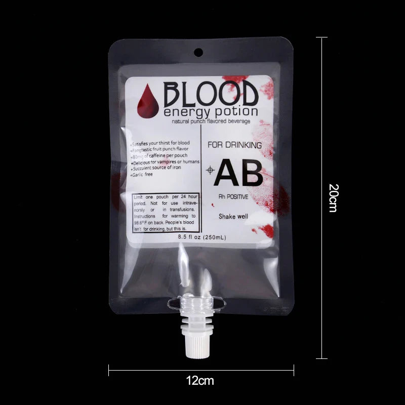 JazzHer 5-20Pcs 250ml Halloween Blood Bag PVC Drinks Alcohol Pouch Bags Vampire Cosplay Props Horror Halloween Party Decoration Supplies