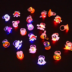 JazzHer LED Light Halloween Ring Glowing Pumpkin Ghost Skull Rings Halloween Christmas Party Decoration for Home Santa Snowman Kids Gift