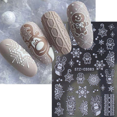 JazzHer 3D Rose Gold Christmas Nail Sticker Winter Elk Snowflake Decal Holographic Santa Tree Slider For New Year Manicure Decoration