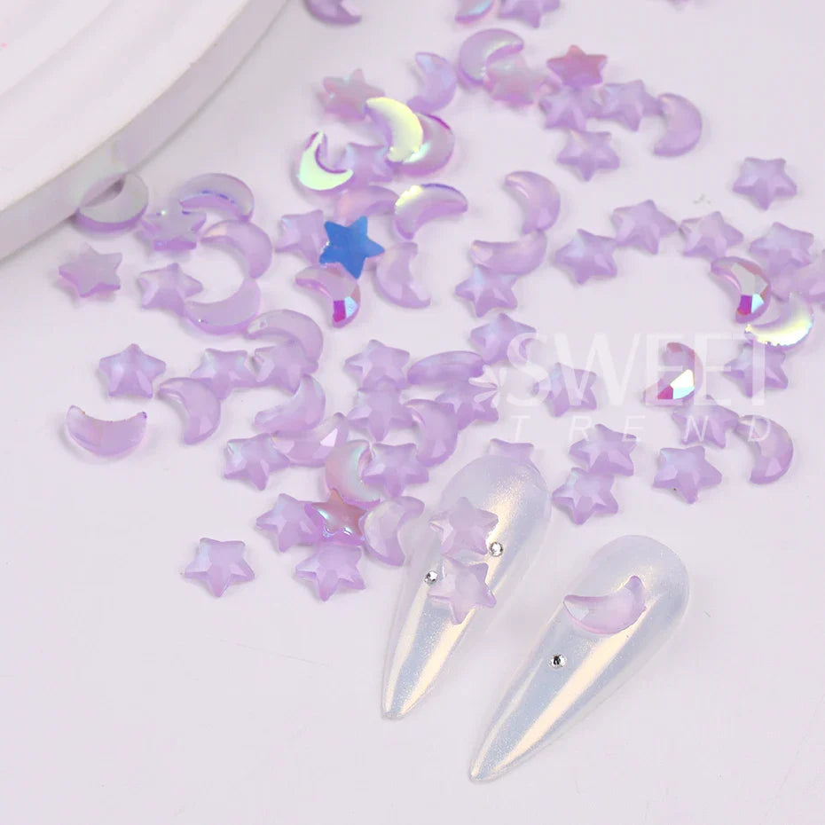 JazzHer Mixed Size Aurora Star Shape Nail Charms Diamonds Resin Love Jewelry DIY 3D Nails Art Accessories Crystal Manicure Decoration