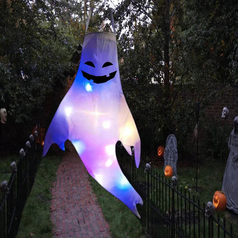 JazzHer Halloween LED Light Hanging Ghost For Halloween Party Home Outdoor Indoor Decoration Large Glowing Spooky Lamp Horror Props 2024