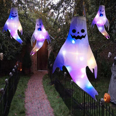 JazzHer Halloween LED Light Hanging Ghost For Halloween Party Home Outdoor Indoor Decoration Large Glowing Spooky Lamp Horror Props 2024