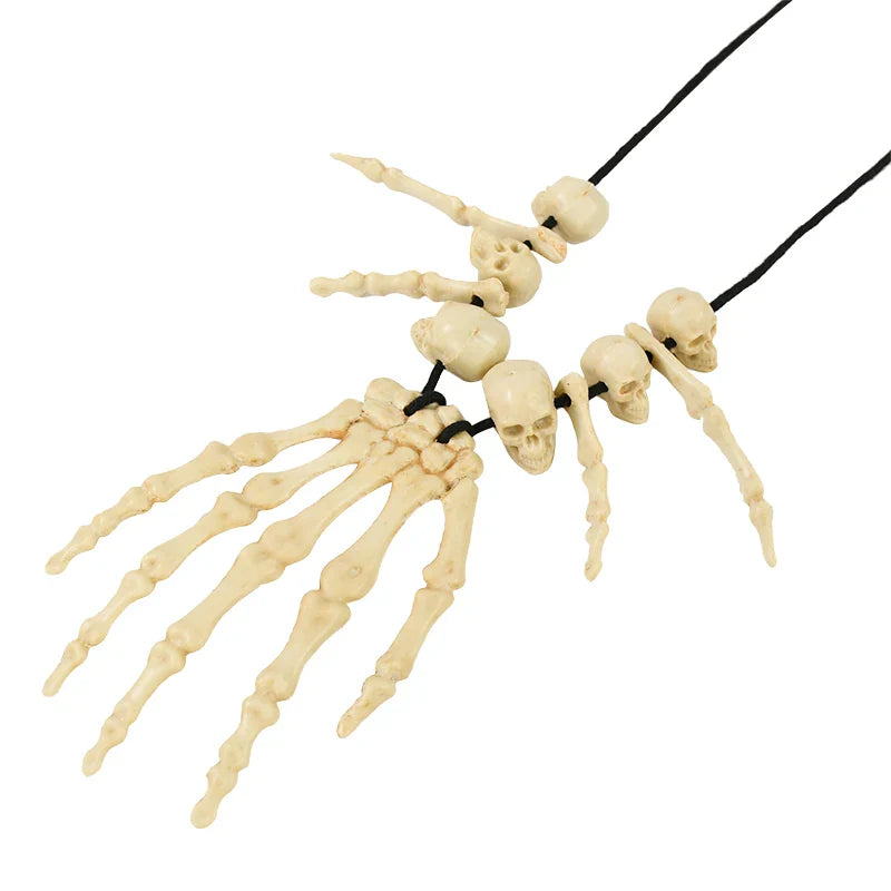 JazzHer Halloween Decoration Skeleton Hand Bone Necklace Jewelry Costume Fancy Dress for Women Men Halloween Party Hanging Ornament Prop