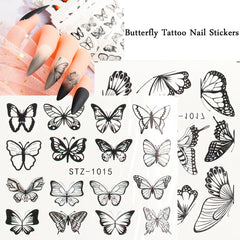 JazzHer 3D Butterfly Design Nail Watercolor Decals Adhesive Transfer Slider Spring Summer Manicure Stickers Decor 4Pcs/Set LYSTZ984-1017