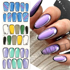 JazzHer 12pcs Comic Element Nail Art Sliders Simple Line 2D Space Creative Cartoon Design Transfer Stickers Popular Manicure Wraps LYSWW