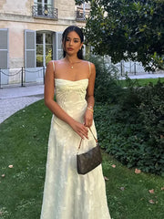 JazzHer White Floral Print Wrap Waist Spaghetti Strap Maxi Dress Women Sexy U Neck Sleeveless Backless Long Robe Elegant Party Vestidos