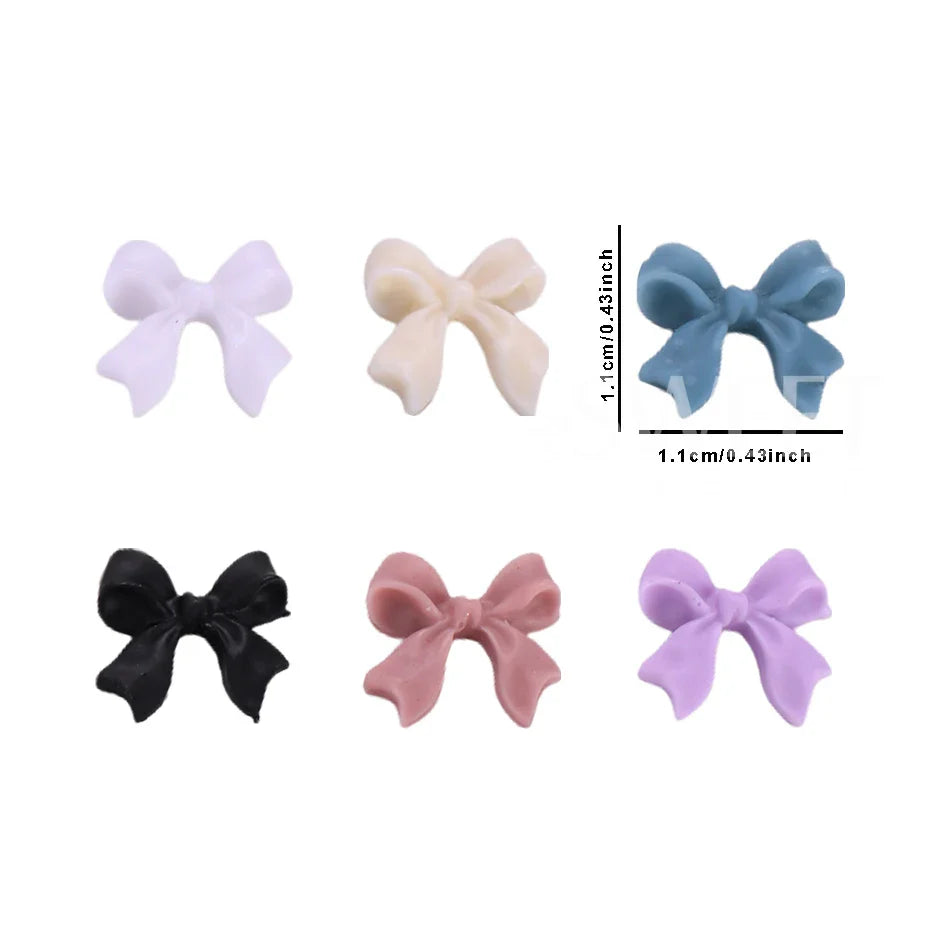 JazzHer 1Box White/Black Resin Flatback Bow Nail Art Charms Parts Cute Bowknot Nail Supplies Decorations for Korean DIY Manicure Design