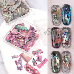 JazzHer Irregular Natural Sea Shell Texture Thin Abalone Slice Charms Flake Palette Nail Art Sequins DIY Manicure Decals Tip Beauty Tool