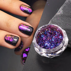 JazzHer 0.1g Chameleon Mirror Chrome Nails Glitter Irregular Fire Aluminum Foils Sequins Summer DIY Iridescent Paillette Manicure Slices