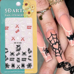 JazzHer 5D Embossed Bat Spider Nail Stickers Halloween Horror Nail Stickers Pumpkin Ghost Skull Nail Art Decals  DIY Manicure Accessorie