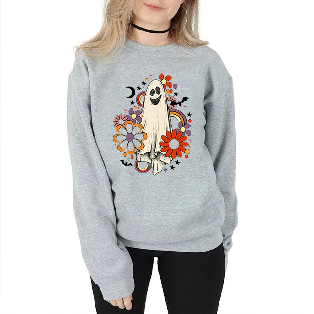 JazzHer Halloween Awakecrm Vintage Halloween Sweatshirt Flower Ghost Halloween Sweatshirt Spooky Halloween Mom Pullover Pumpkin Halloween Sweatshirt Hoodie