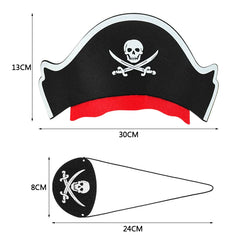 JazzHer 12Pcs Pirate Captain Hat Skull Print Eye Patch Children Adult Halloween Party Cosplay Costume Cap Decoration Props Kids Birthday