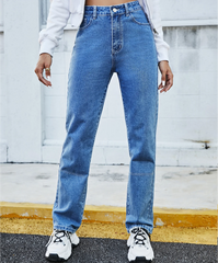 JazzHer Spliced Ankle Length Straight Pants Women Jeans Loose Fit Denim High Waist Zipper Fly Jean Pockets Streetwear 2024 Vintage