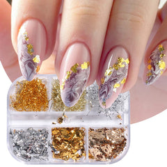 JazzHer Aluminum Leaf Nail Art Sequin Gold Silver Flakes Irregular Foil Sticker Wire Decor Paillettes Bonzer Sparkle Accessory LY1909-04