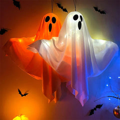 JazzHer Halloween Party LED Glow Ghost Home Indoor Outdoor Decoration Supplies 2024 Haunted House Bar Hanging Horror Props with Lights