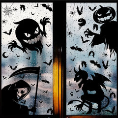 JazzHer Halloween Window Stickers Removable Bat Ghost Pumpkin Wall Decal Halloween Party Decoration for Home Haunted House Horror Props