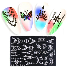 JazzHer Nail Art Stamping Plate Butterfly Feather Designs Geometry Flower Drawing Printing Stamp Templates Nail Charm Mold Stencil Tools