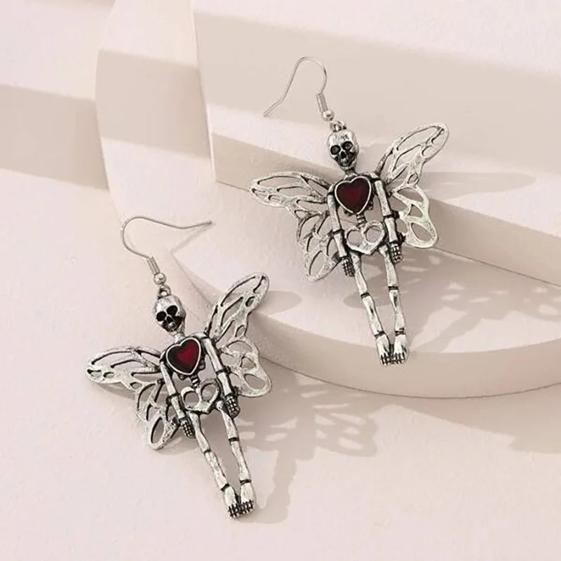 JazzHer New Halloween Skull Skeleton Drop Earrings for Women Fashion Punk Charm Ghost Spider Web Dangle Earrings Jewelry Gift