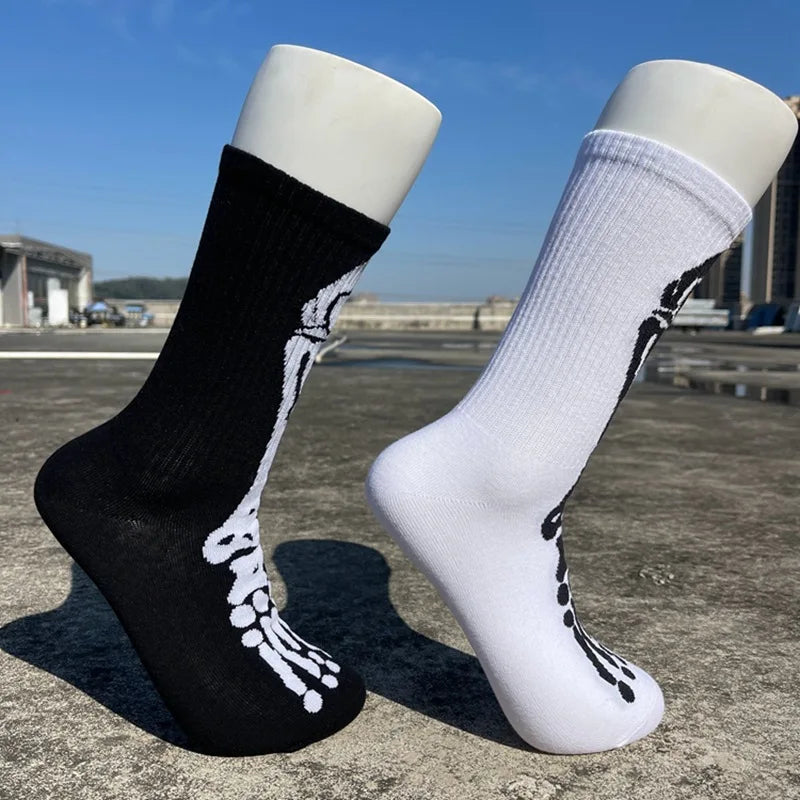 JazzHer New Casual Women Socks Halloween Socks creative Cosplay Long Socks Bone web Male Socks Black & White Socks Couple socks