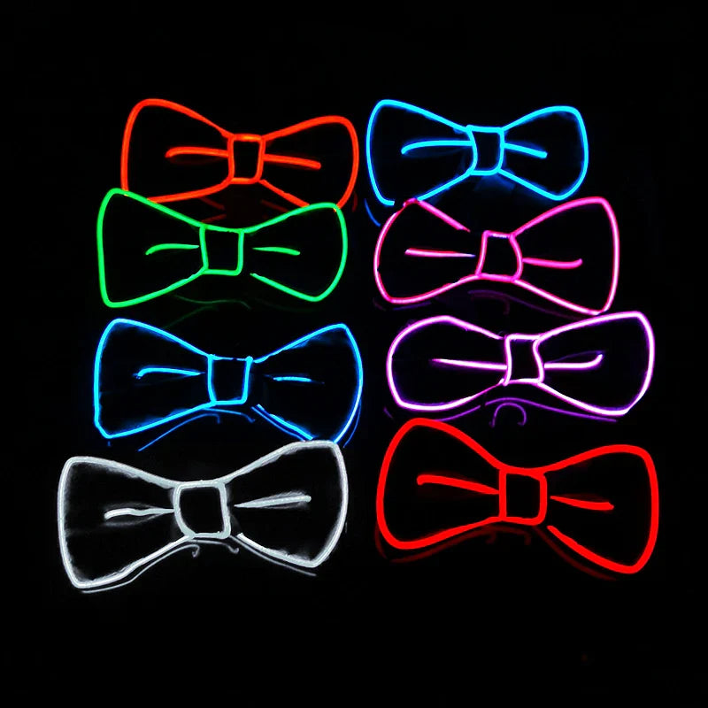 JazzHer Glow in the Dark LED Bow Tie Luminous Flashing Necktie For Birthday Party Wedding Christmas Decoration Halloween Cosplay Costume