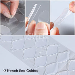 JazzHer 24pcs Soft Silicone French Line Dual Nail Forms False Tips Fringe Guides Sticker Pad Reusable Extension Nail Mold Manicure Tools