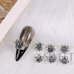 JazzHer 6 Grids Nail Charms Black Rose Camellia Decoration Mixed Acrylic Flower Pearl Jewelry DIY Winter Accessory Parts supplies LYS59