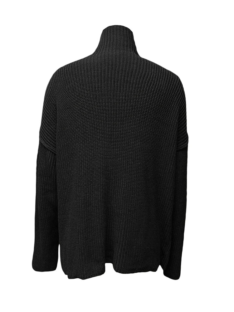 JazzHer Y2K Women Spring Autumn Hollow Out Sweaters Knitwear Mesh Patchwork Long Sleeve High Neck Ribbed Knitted Pullovers 2024 Jumpers