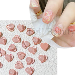 JazzHer Crystal Peach Heart Nail Accessories Jewelry 3D Holographic Sweet Love Design Summer Fruit Charms DIY Flatback Decoration LY2044