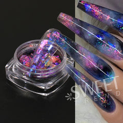 JazzHer 6Box Flashy Aurora Opal Flakes For Nails Holographic Fire Cloud Brocade Powder Sequins Crystal Paillettes Manicure Decor LYYFH-A