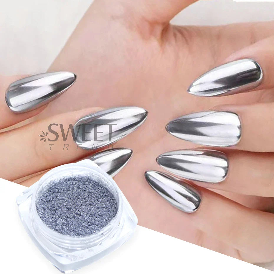 JazzHer Silver Gold Chrome Mirror Nails Glitter Powder Metallic Rubbing Dust Pigment Shiny Fine Flash Gorgeous Gel Polish Manicure Decor